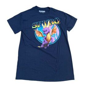 Spyro Dragon Adult S Small Activision Short Sleeve T-Shirt Graphic Navy Blue New